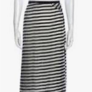 Jeremy Liang Y2K 100% Silk Maxi A Line Skirt Striped Black White Size Large